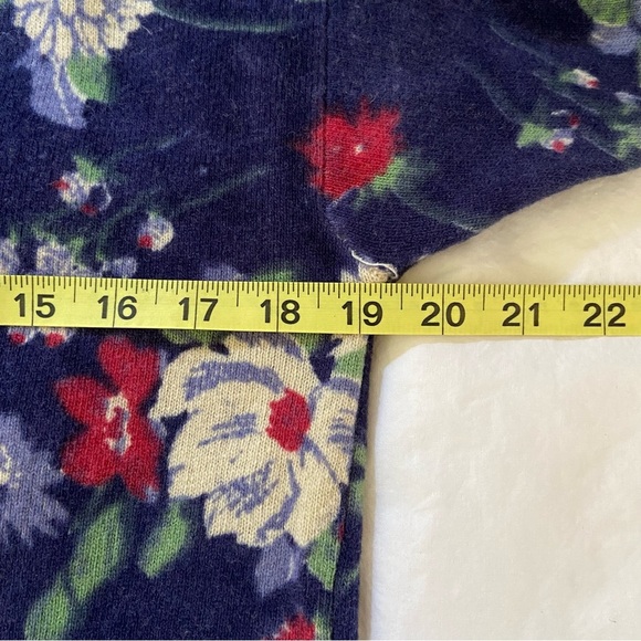 Vintage 90s Rare Ralph Lauren Blue Floral Lambswool Sweater Women Size Large - Picture 6 of 7